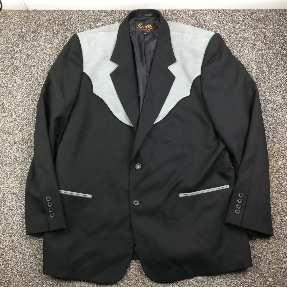 Scully Sport Coat Blazer Jacket Western Faux Suede Black Mens 48R